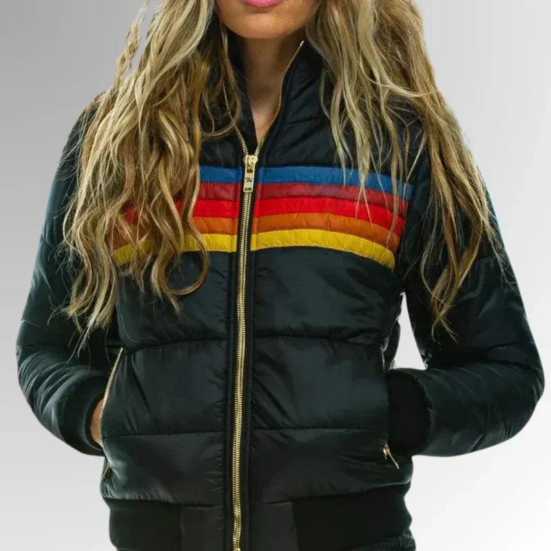 Silamoda™ | Chaqueta acolchada de rayas retro