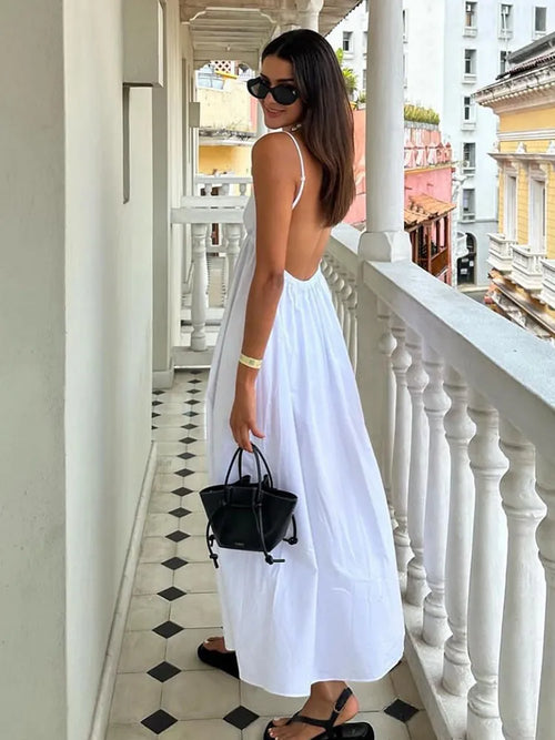 VESTIDO SASHA™ - VESTIDO BLANCO SIN ESPALDA