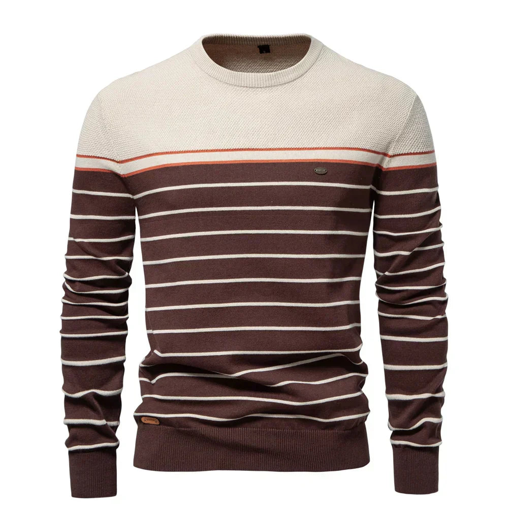 Adrien™ | Pull Rayé Marin
