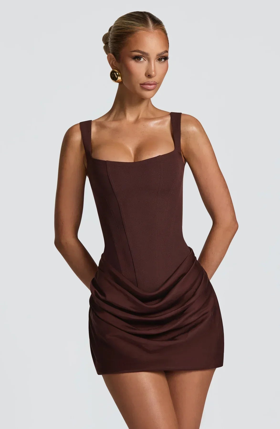 Vestido corto Cornelia - Marrón ciruela