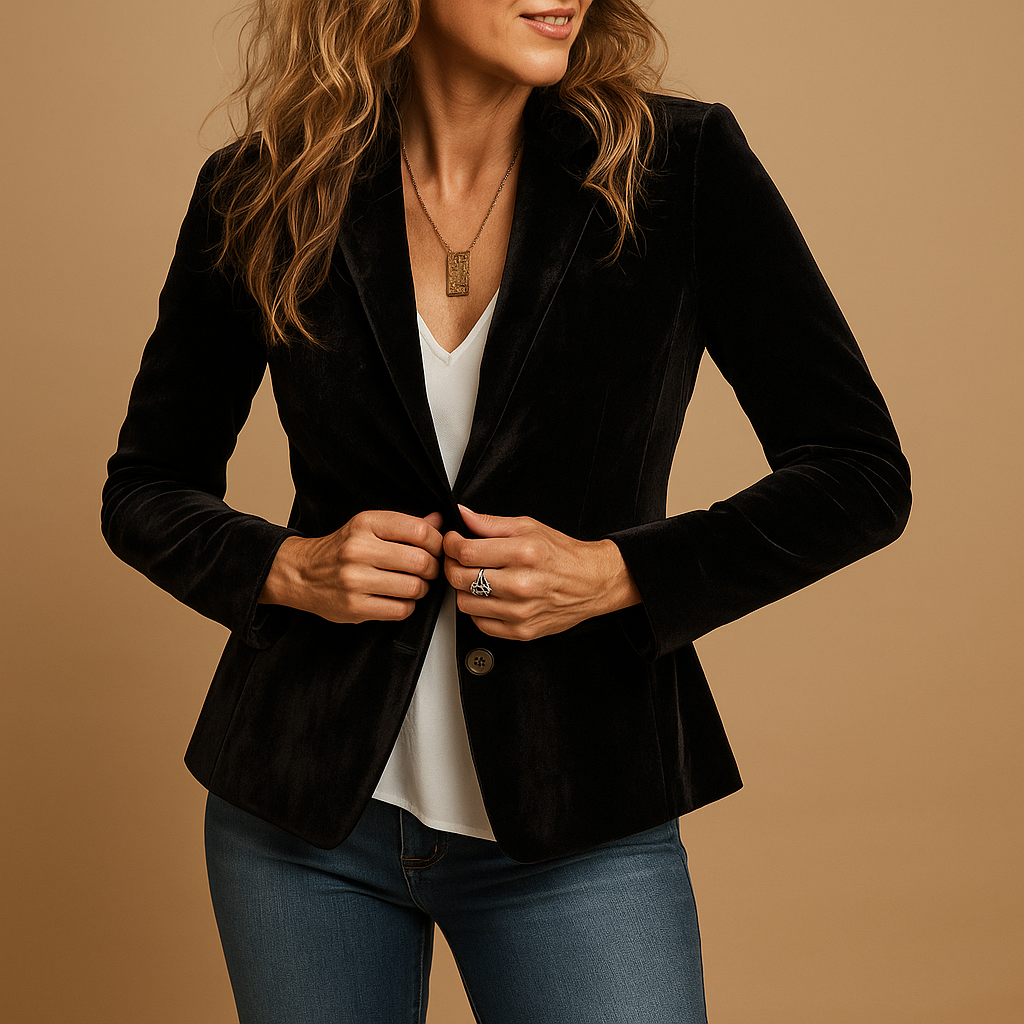 Montrel™ | Blazer rétro slim fit avec revers et poches pour femmes